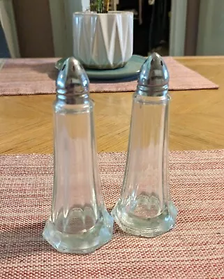 Vintage Tower Style Glass Salt And Pepper Shakers • $4.88