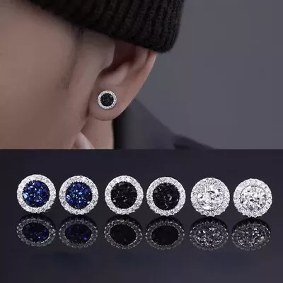 Crystal Cubic Zircon Magnetic Earrings Fake Piercing Clip Earrings For Women Men • £3