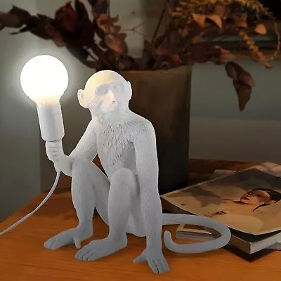 Modern White Monkey Table Lamp Resin Desk Light Reading Bedroom Fixture E26 • $40.27