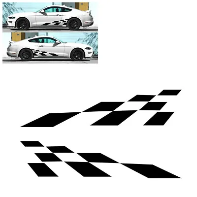 $17.90 • Buy Car Body Door Side Skirt Vinyl Stickers Lattice Racing Strips Graphics Decal