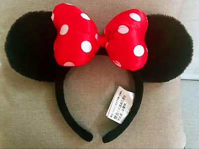 Disney Classical Minnie Mouse Ears Bow Headband Plush Ears Polka Dot Bow - NEW • $18.11