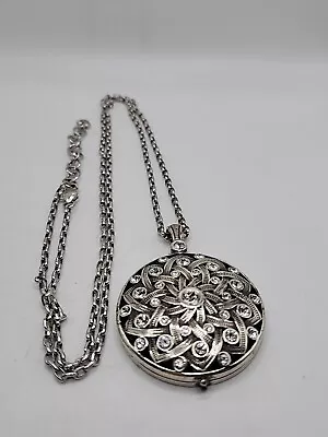 Brighton Lace Retired Mirror Opens Up Pendant Retired Long Necklace 32 +2   • $55.75