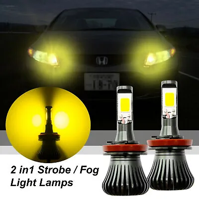 2x 9005 LED JDM Yellow Strobe Flashing High Beam DRL Driving Light Bulbs • $15.99