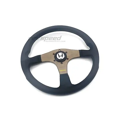 MOMO Tuner Silver Steering Wheel Leather 350mm With Black HONDA Horn Button • $229.95