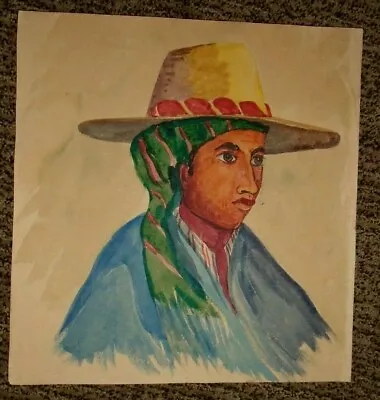 Water Color Of Mexican 12 X11.5  1940s • $14.99