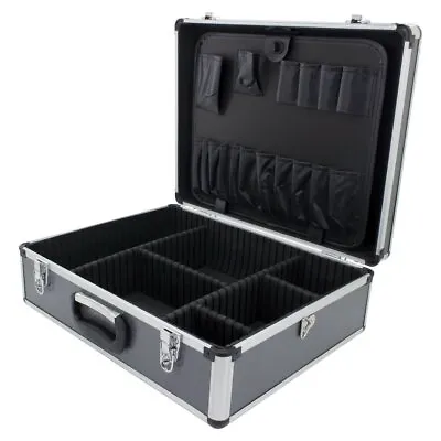 Large Hard Silver Toolbox Flight Case Tool Electricians Tray Storage Dividers • £35.92