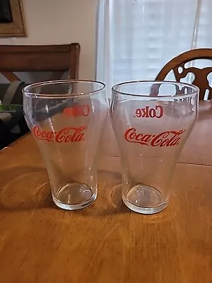 Vintage Coca-Cola Red Script Logo Glasses 5  2 Glasses. • $14.99
