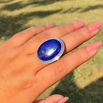 Lapis Lazuli Ring 925 Sterling Silver Band Ring Statement Handmade Jewelry PT33 • $11.54