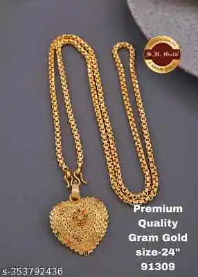 Traditional Wedding Gold Chain Pendent Bollywood Indian Necklace Ethnic Jewelry • $15.63