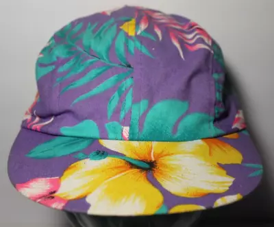 1990s Vintage 5 Panel Hat Vintage Hawaiian Hat Floral Flowers TRUCKER HAT CAP • $17.49