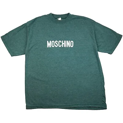 Vintage Green Moschino Spellout Tee (1980's) Size L / 100% AUTHENTIC • $50