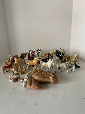 VTG Lot Of 21 Ceramic/Wood/Metal Horse Figurines & Wall Decor-Most From Japan • $39.99