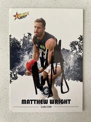 Matthew Wright Signed 2017 AFL Select Carlton Blues • $7.99