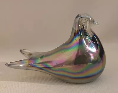 Mt St Helens Ash Iridescent Clear Glass Dove Paperweight ~Original Label • $29.50