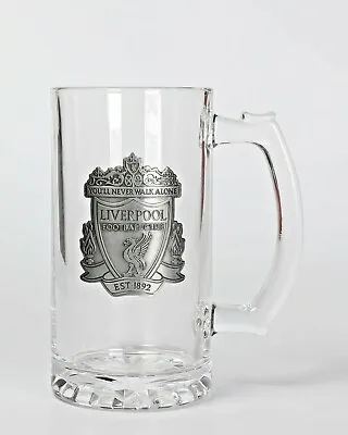 £14.99 • Buy Liverpool FC Glass Tankard Metal Plaque Design Brand New