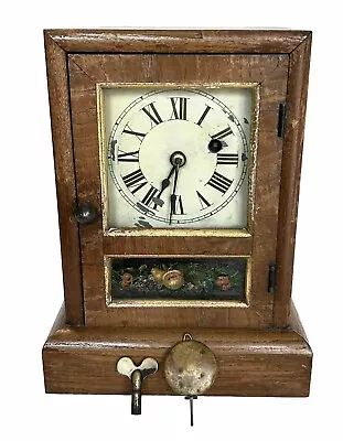 Antique 1870s Seth Thomas Reverse Paint Cottage Clock 3 5/8 Single Wind Movement • $79.99