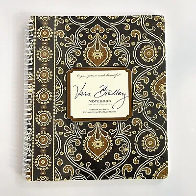 Vera Bradley Large Spiral Bound Lined Notebook Black/Brown Paisley Sealed 9”x11” • $20