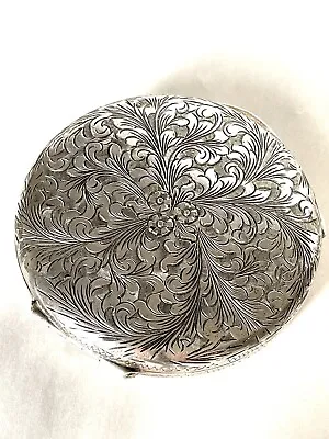 Antique Italian 800 Silver Floral Powder Compact • $185