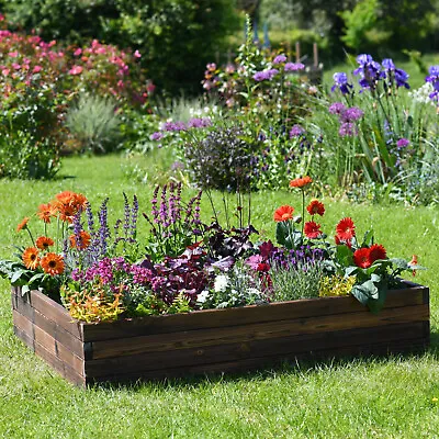 Wooden Raised Garden Planter Treated Fir Wood Flower Herb Vegetable Bed 3 Sizes • £119.99