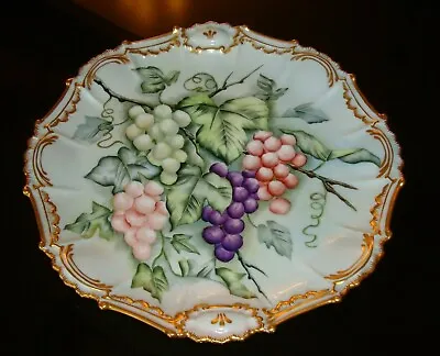 Antique Limoges Coiffe Hand Painted Charger Plate Tray 13  Grapes Double Gold  • £95.46