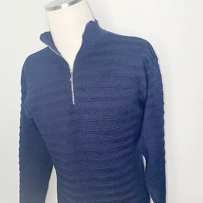 Nordica 1/4 Zip Pullover Sweater Mens Large Blue Made In USA • $39