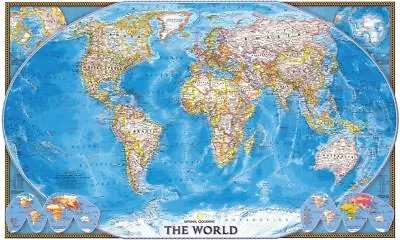 Map Of The World Globe Wall Art Self Adhesive Vinyl Sticker V1 • £11