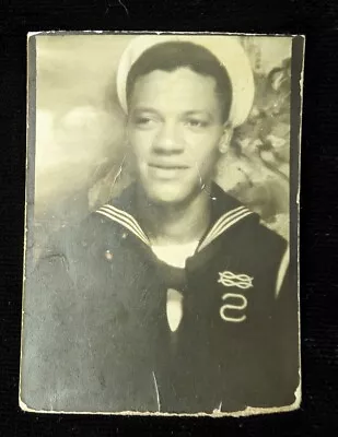 Vintage Photobooth Photo Booth Handsome Man US Navy Sailor Military Uniform  • $7