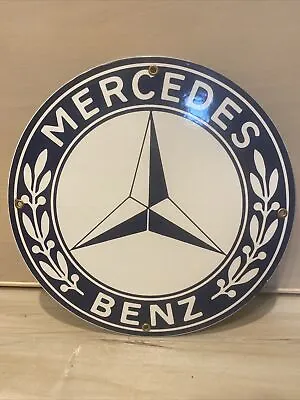 Vintage Mercedes Benz Dealership Porcelain Sign 12” Round • $85