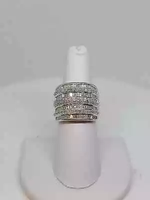 Real Moissanite 3Ct Round Cut Multi Row Wedding Band Ring 14K White Gold Plated • $186.29
