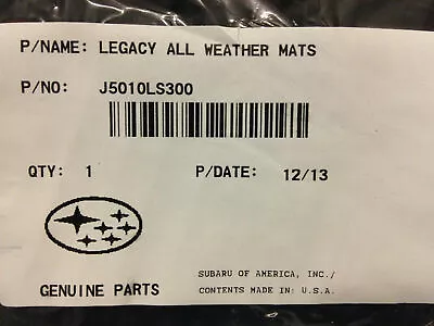 $56.77 • Buy 2000-2004 Subaru Legacy Outback 03-06 Baja All Weather Floor Mats Rubber NEW OEM