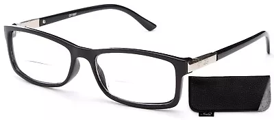 Bi Focal Reading Glasses Slim Rectangular Frame Accented Metal Spring Temples  • $9.99