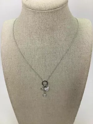 $9 • Buy Nadri Silvertone Crystal Pave Arrow Heart Charm Necklace 