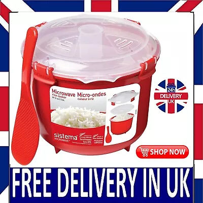 Sistema Microwave Rice Cooker Phthalate And BPA Free 2.6 L  Red  Clear UK • £9.41