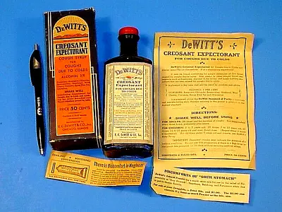 Vintage Dewitt's Creosant Expectorant Cough Syrup Medicine 95% Full Bottle • $38