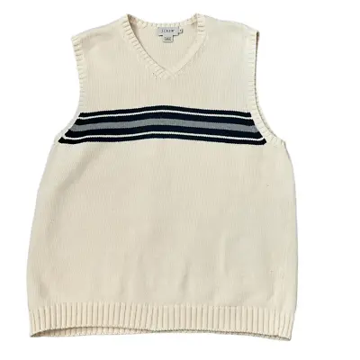 J.Crew Men’s Vintage Cream Cotton V Neck Sweater Vest Preppy Tennis Sleeveless • $22.40