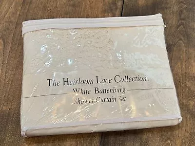 Vintage Heirloom Lace Battenburg Cotton Shower Curtain & Valance Set New • £45.61