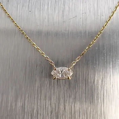 14k Yellow Gold Marquise Diamond Pendant Necklace 0.18ct 18  • $754.11