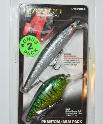 Matzuo Bonus 2 Pack Phantom & Asai Jerkbait Crankbait Firetiger Silver Black • $9.95