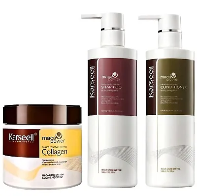 Karseell Dry Damaged Hair Repair Set Shampoo Conditioner Mask MACA Collagen Kit • $67.99