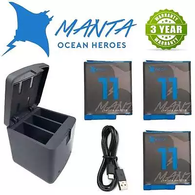 $45.95 • Buy GoPro HERO11 10 8 9 7 6 5 4 3+ Battery/Dual/Triple Charger/MANTA HERO Black Kit
