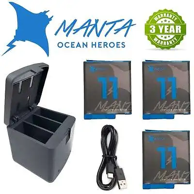 $87.95 • Buy GoPro HERO11 10 9 8 7 6 5 4 3+ Battery Charger Dual/Triple MANTA HERO Black Kit