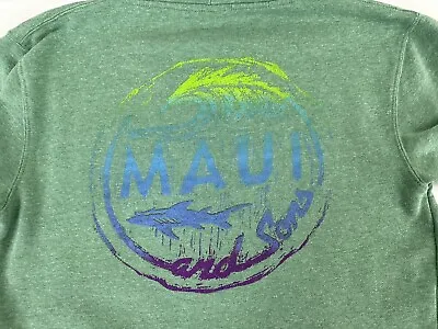 Maui And Sons Hoodie Mens Medium Green Logo Spellout Pullover Sweater Sweatshirt • $19.95