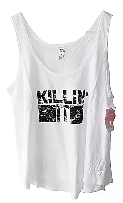 Marika Size XL  Killin It  White Graphic Athletic Tank Top • $23.04