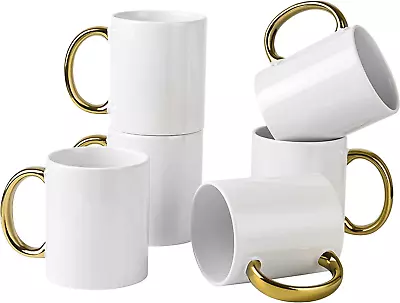 12 Oz Set Of 6 White Mugs Sublimation Blank Mugs DIY Coated Ceramic Mugs For Cof • $44.79