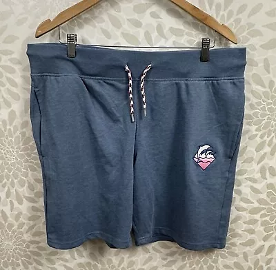 Pink Dolphin Men’s XL Embroidered Wave Shade Fleece Logo Sweat Shorts Blue Beach • $19.99