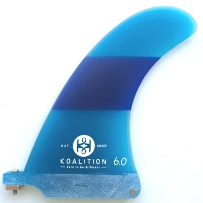 Koalition California Longboard Fin 6 Inch Blue Stripes NEW Surfboard • £58.95