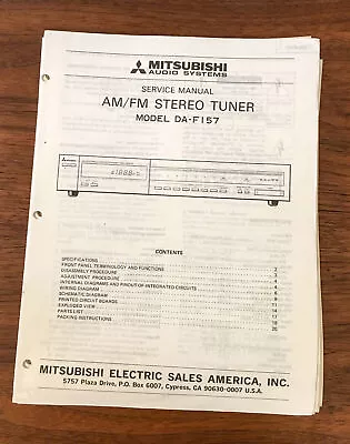 Mitsubishi DA-F157 Tuner Service Manual *Original* • $19.89