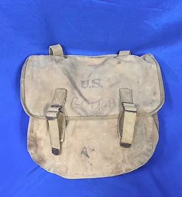 Original WW2 US Army Officer’s Light Khaki Canvas Musette Bag Shoulder Bag • $35