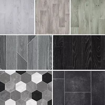 £71.91 • Buy Quality Vinyl Flooring Roll Tile Effect & Grey Wood Lino CHEAP Kitchen Bathroom