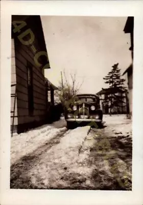 Vintage Found Snapshot Photograph  Old Car Parked On A Snowy Suburban Road • $10